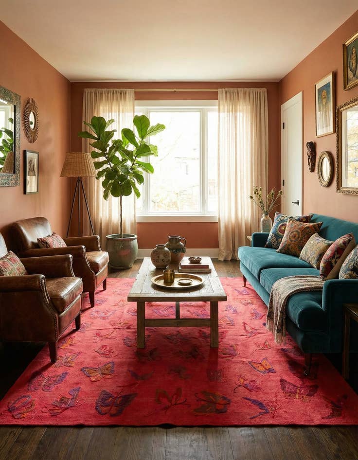 Detail image of 6' x 7' 6  Hand Woven Kilim Suzani Wool Rug