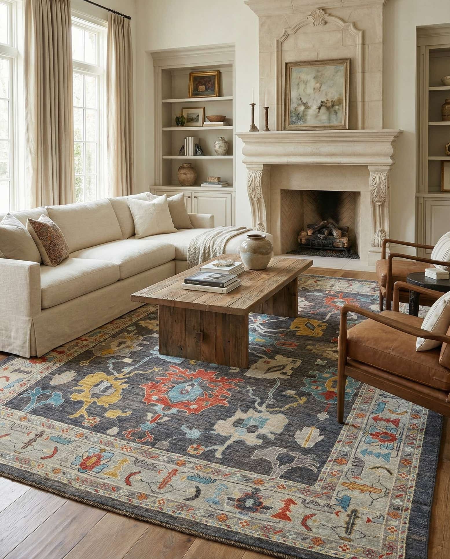 9' 1 x 11' 10 Hand Knotted Oushak Rug