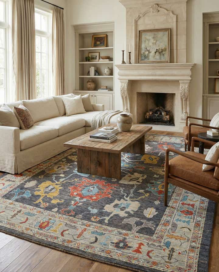 9' 1 x 11' 10 Hand Knotted Oushak Rug