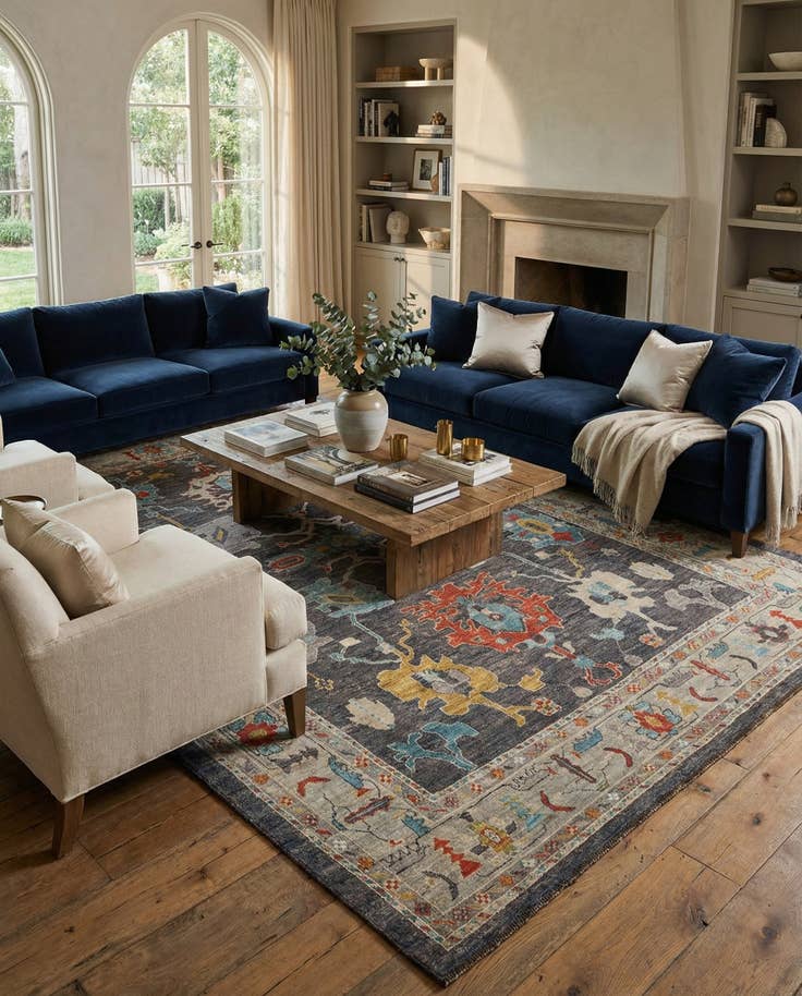 Detail image of 9' 1 x 11' 10 Hand Knotted Oushak Rug