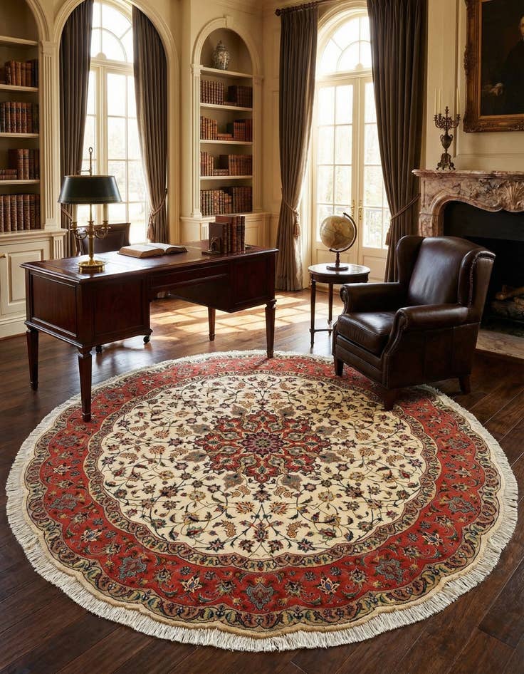 Detail image of  6' 7 x 6' 7 Tabriz Round Rug