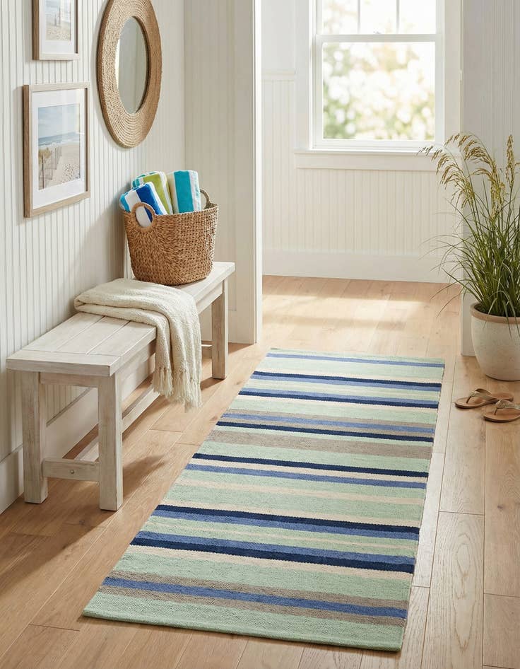 Detail image of 2' x 5' 1  Hand Woven Flatweave Cotton Dhurrie Runner Rug