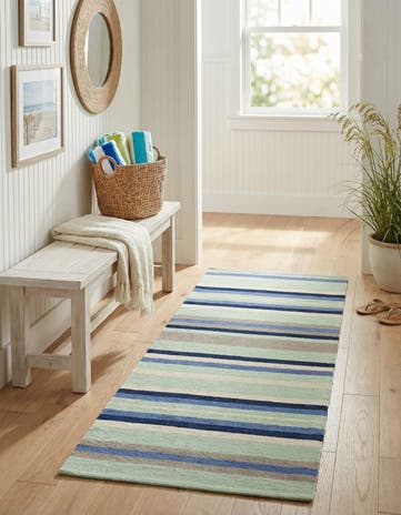 2' x 5' 1 Hand Woven Flatweave Cotton Dhurrie Runner Rug