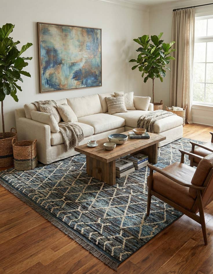 Detail image of  8' 1 x 9' 5  Hand Knotted Moroccan Wool Rug