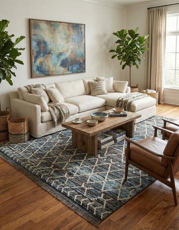 8' 1 x 9' 5 Hand Knotted Moroccan Wool Rug