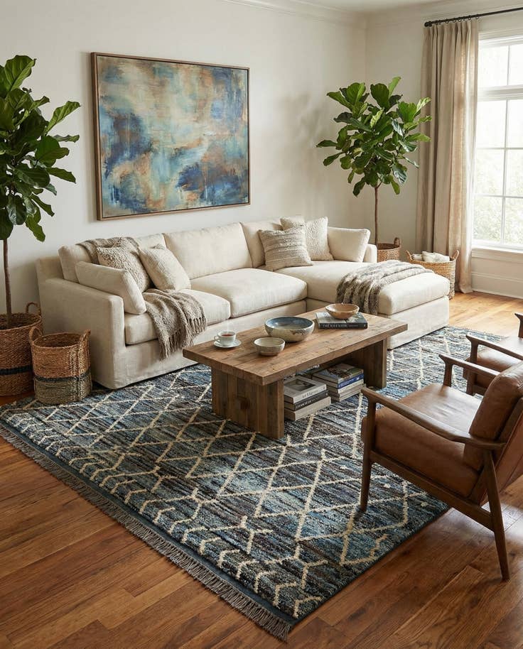 Detail image of 8' 1 x 9' 5 Hand Knotted Moroccan Wool Rug