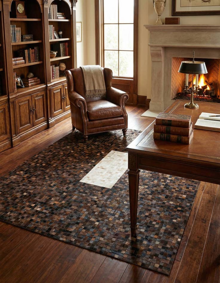 Detail image of 8' 1 x 9' 11 Cowhide Stocks Rug