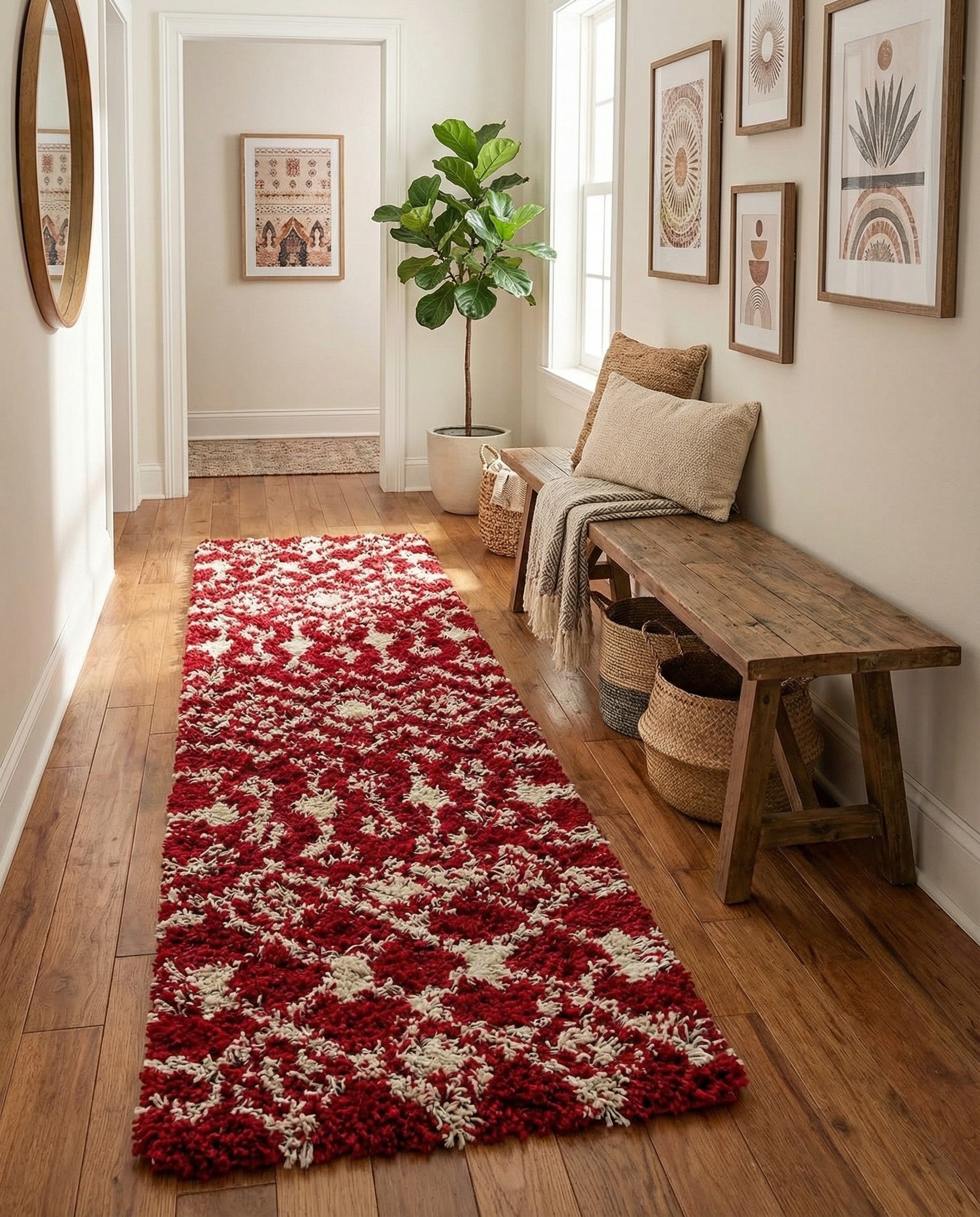  2' 7 x 12' Moroccan Trellis Shag Runner Rug
