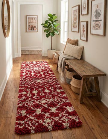 2' 7 x 12' Moroccan Trellis Shag Runner Rug