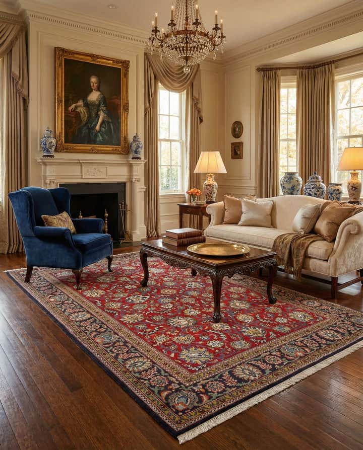 5' 7 x 8' 4 Hand Knotted Ghom Persian Wool Rug