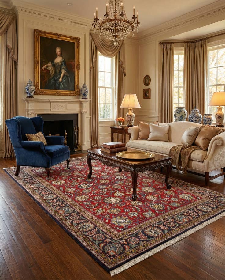 Detail image of 5' 7 x 8' 4 Hand Knotted Ghom Persian Wool Rug