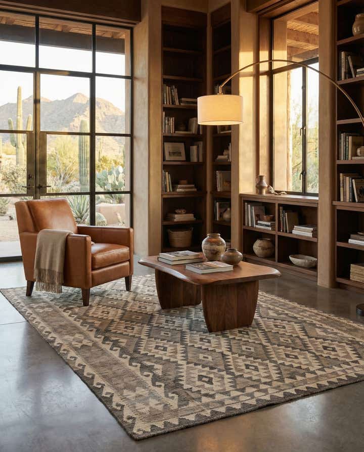 6' 8 x 9' 1 Hand Woven Kilim Maymana Wool Rug