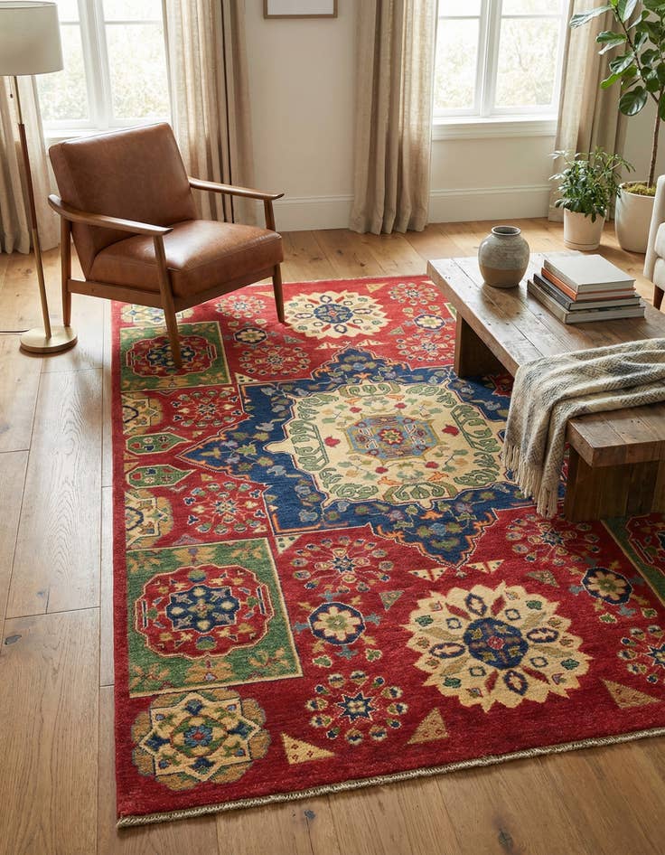 Detail image of 5' 7 x 8' 3  Hand Knotted Kazak Rug