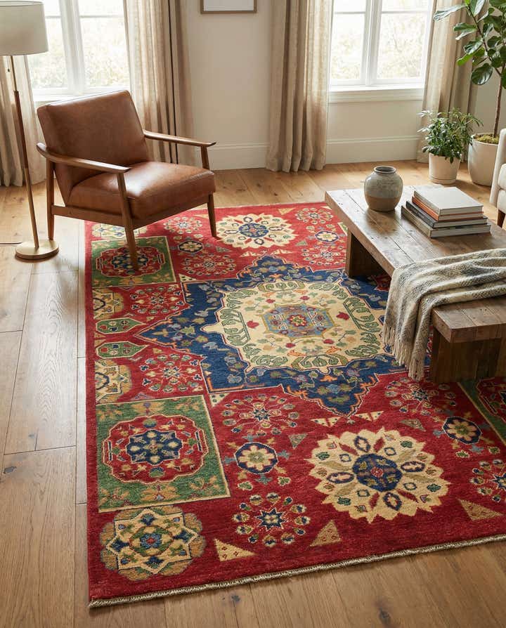 5' 7 x 8' 3 Hand Knotted Kazak Rug