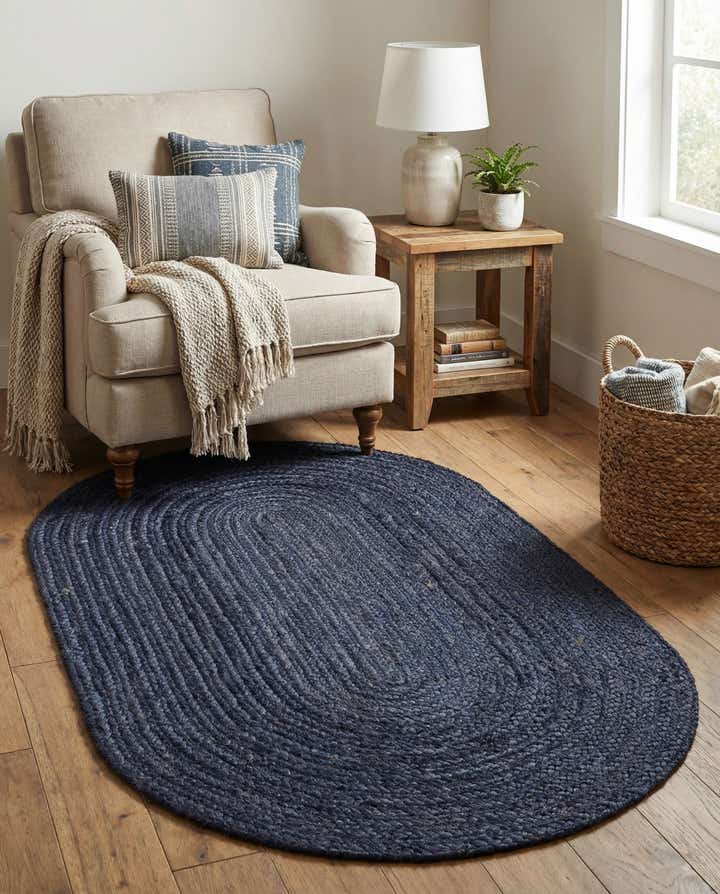 100cm x 155cm Handgefertigt Braided Jute Oval Teppich