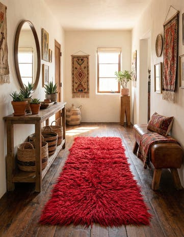 2' 2 x 5' 5 Hand Knotted Moroccan Wool Runner Rug