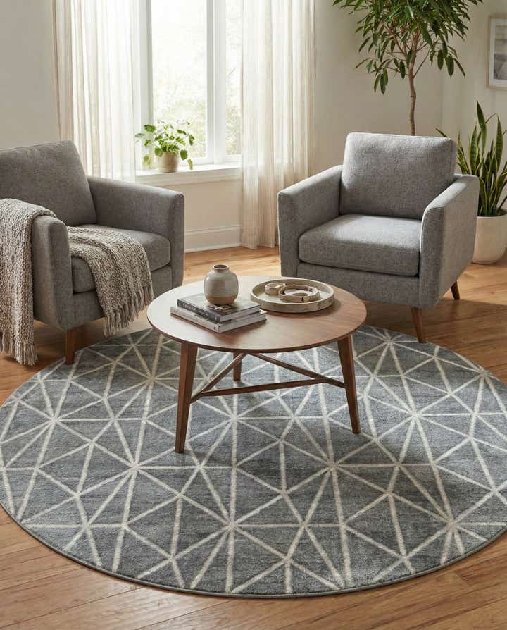 8' x 8' Lattice Trellis Round Rug