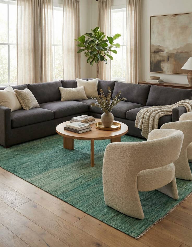 Detail image of 6' 5 x 9' 10  Hand Woven Kilim Modern Wool Rug