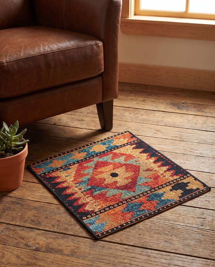 Detail image of 1' 4 x 1' 4 Easy-Clean Tribal Indoor / Outdoor Sample Rug