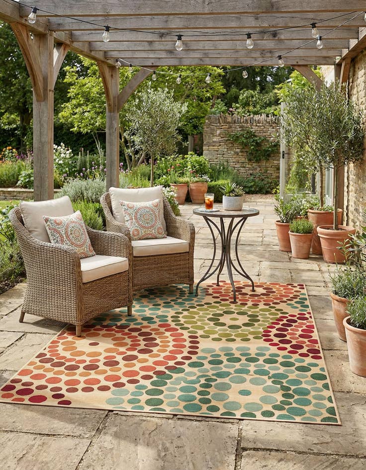 Detail image of  4' x 6'  Washable Modern Indoor / Outdoor Rug