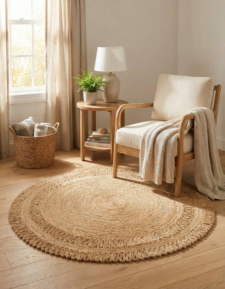 Detail image of 5' 1 x 5' 1  Hand Braided Jute Round Rug