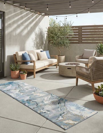 2' 7 x 12' Easy-Clean Modern Indoor / Outdoor Runner Rug