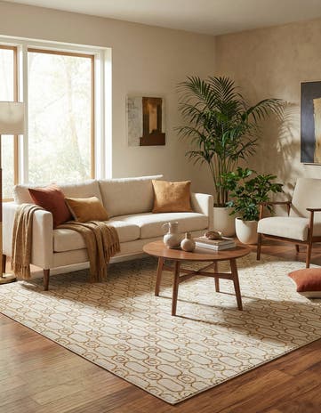 White and Gold Vogue Geo Square Rug