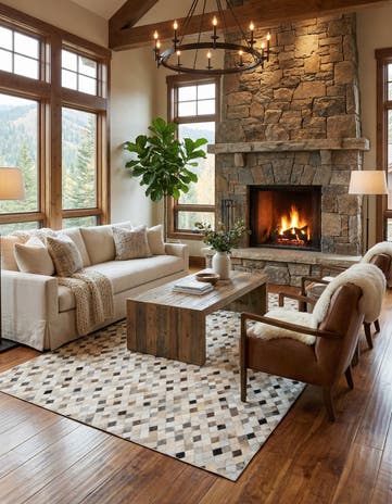 5' 7 x 7' 10 Cowhide Stocks Rug