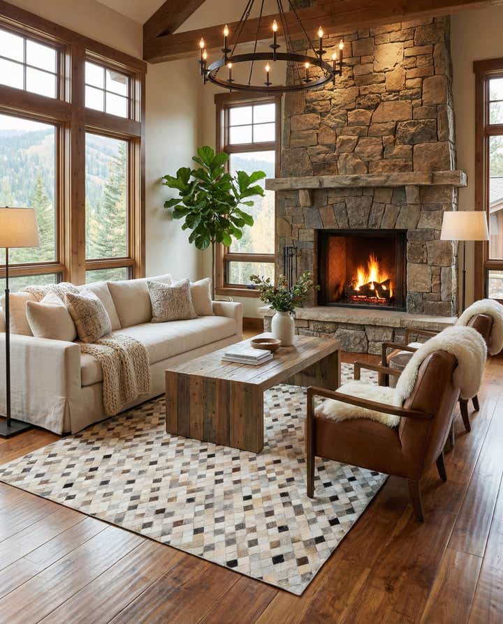 5' 7 x 7' 10 Cowhide Stocks Rug