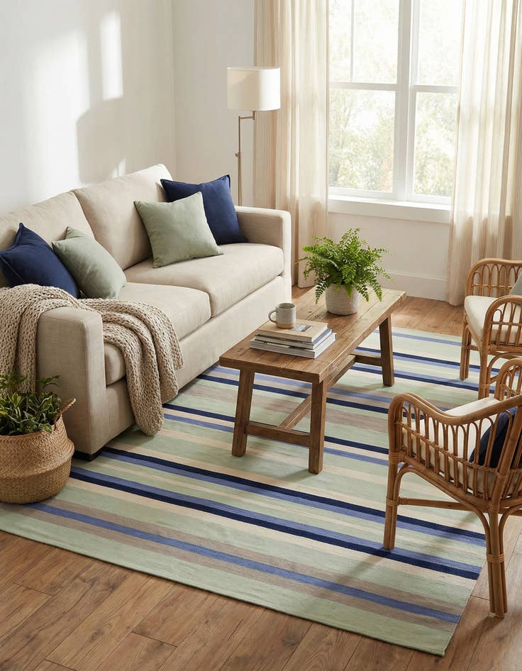 Detail image of 9' x 12'  Hand Woven Flatweave Cotton Dhurrie Rug