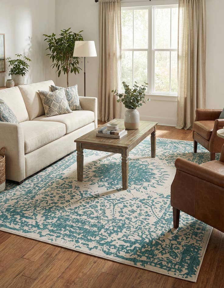 Detail image of  7' 10 x 10'  Washable Traditional Indoor / Outdoor Rug