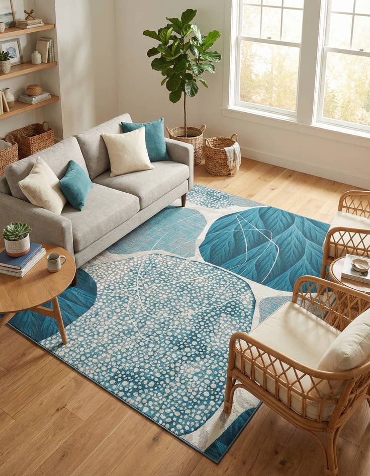 Detail image of 7' 10 x 10' Easy-Clean Modern Indoor / Outdoor Rug
