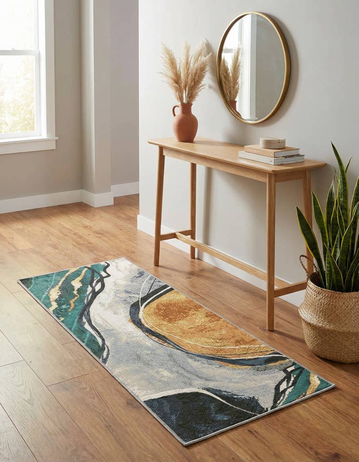 Detail image of 2' x 5' 1 Easy-Clean Modern Indoor / Outdoor Runner Rug