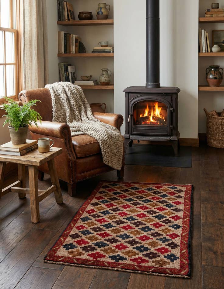 Detail image of  2' 10 x 4' 5  Hand Knotted Balouch Persian Wool Rug