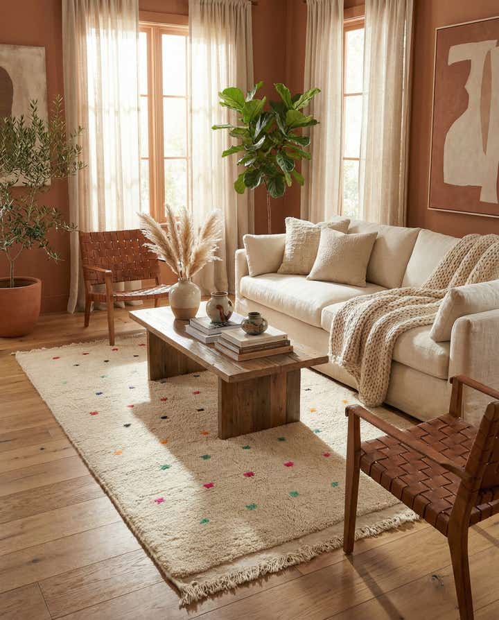 3' 8 x 6' 7 Hand Knotted Moroccan Wool Rug