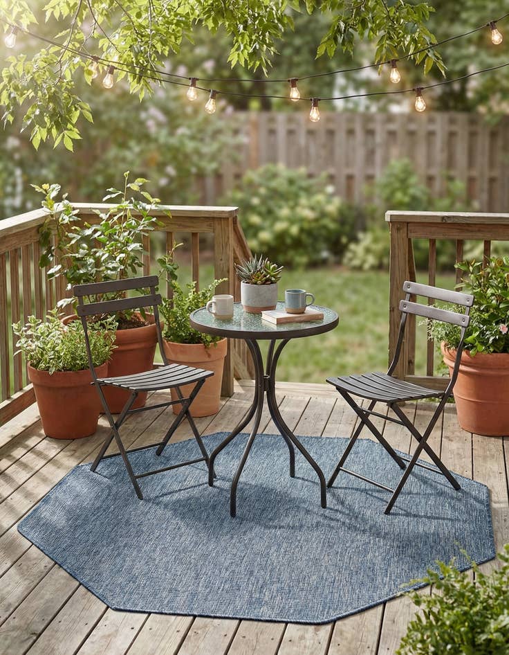 Detail image of 5' 3 x 5' 3  Washable Solid Indoor / Outdoor Octagon Rug