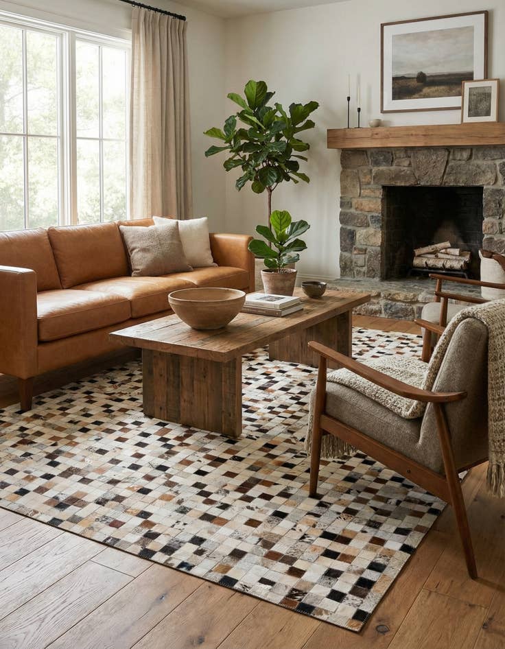 Detail image of 5' x 7' 10 Cowhide Stocks Rug