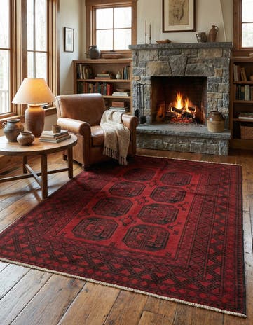4' 11 x 6' 4 Hand Knotted Afghan Akhche Wool Rug