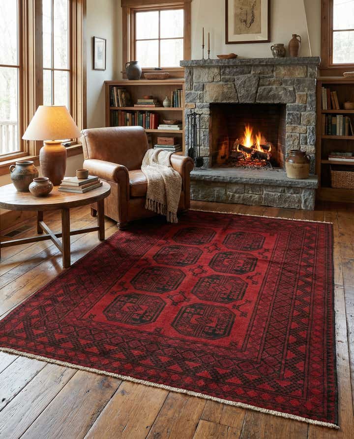 4' 11 x 6' 4 Hand Knotted Afghan Akhche Wool Rug