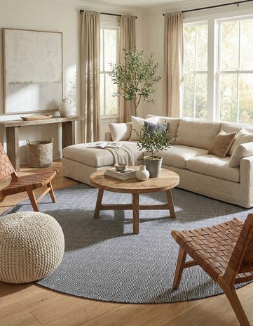 10' x 10' Hand Woven Geo Trellis Flatweave Round Rug
