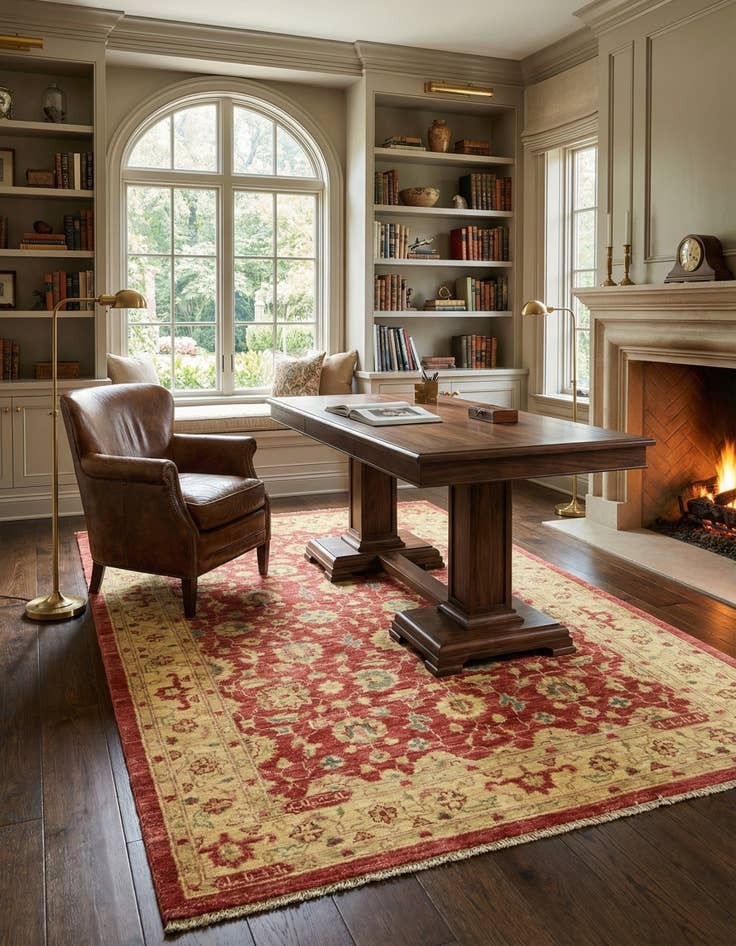 Detail image of 3' 5 x 5'  Hand Knotted Peshawar Ziegler Rug