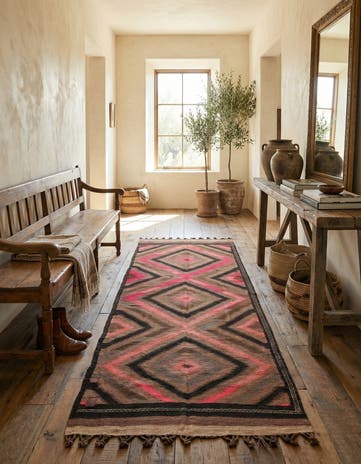 4' 4 x 11' 8 Hand Woven Kilim Fars Wool Runner Rug