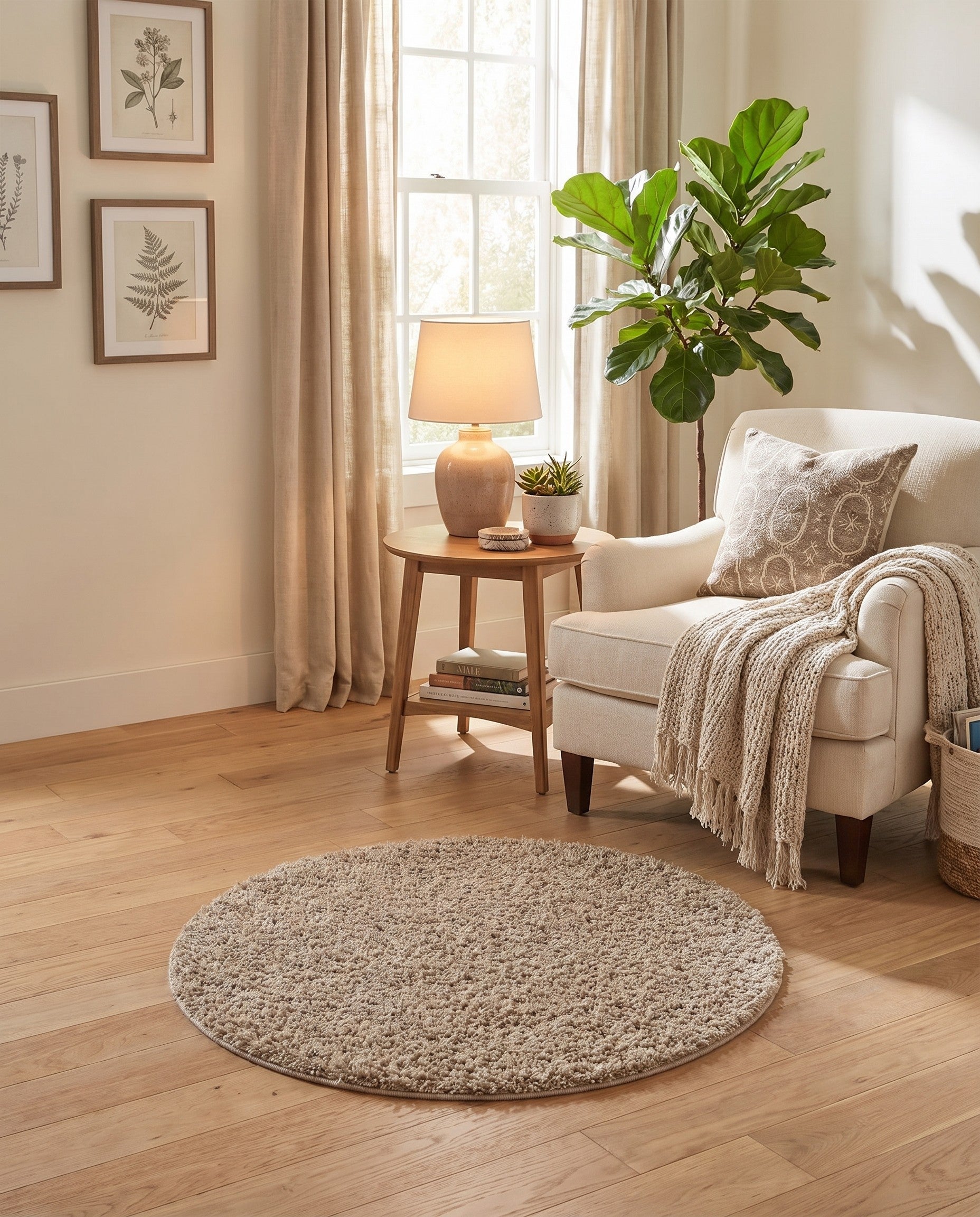 3' x 3' Solid Shag Round Rug