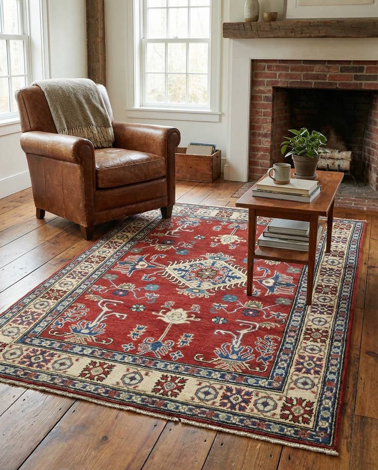 Detail image of 3' 10 x 5' 10 Hand Knotted Kazak Rug