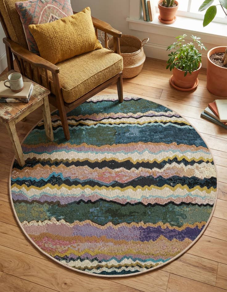 Detail image of  3' x 3'  Washable Modern Indoor / Outdoor Round Rug