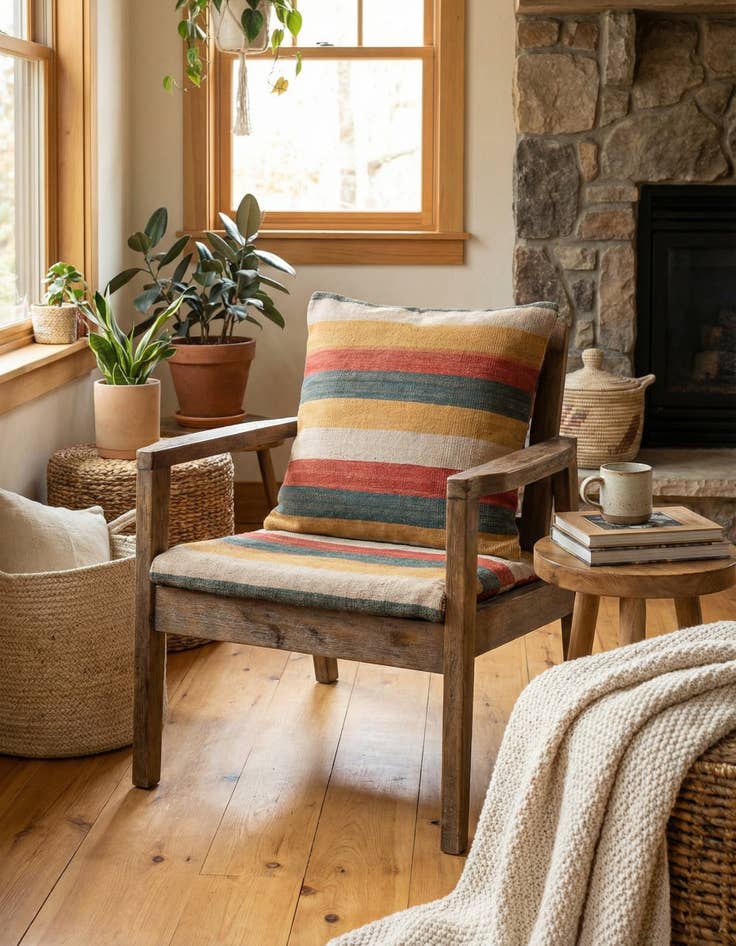 Detail image of 2' 5 x 2' 5  Hand Woven Pillow Wool Square Rug