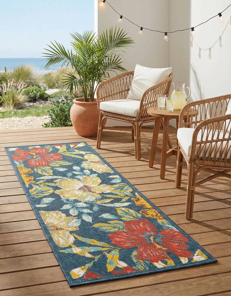 Detail image of 2' x 5' 3  Washable Coastal Indoor / Outdoor Runner Rug