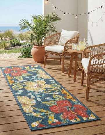 2' x 5' 3 Easy-Clean Coastal Indoor / Outdoor Runner Rug