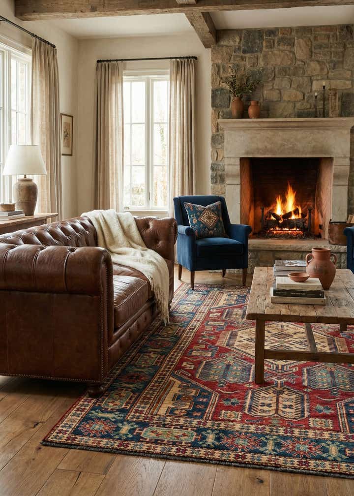 4' 10 x 7' 8 Hand Knotted Kazak Oriental Wool Rug