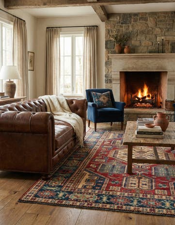 4' 10 x 7' 8 Hand Knotted Kazak Oriental Wool Rug